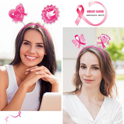 Breast Cancer Awareness Headbands for Women – Pink Ribbon Hair Bands, Hope & Love Ribbon Headwear, 5-Pack Party Favors & Supplies