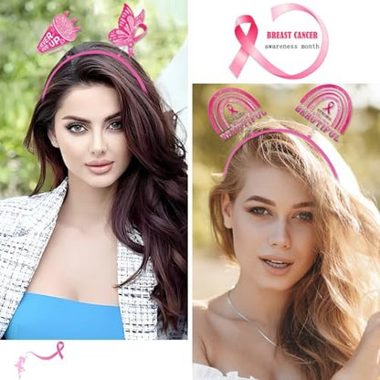 Breast Cancer Awareness Headbands for Women – Pink Ribbon Hair Bands, Hope & Love Ribbon Headwear, 5-Pack Party Favors & Supplies