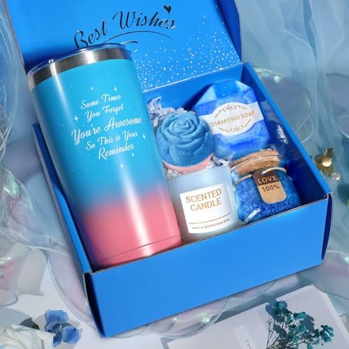 Blue Self Care Spa Basket Set - Gifts for Women, Mom, Sister, Grandma, Bestie, Daughter, Teacher Appreciation, Graduation Gift - görsel 4
