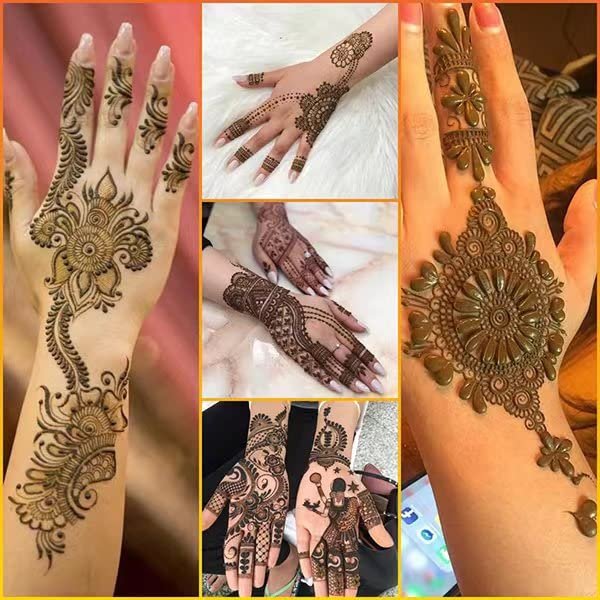 4Pcs Black Temporary Tattoo Kit - 100% Natural Tattoo Paste Cones with 20 Stencils - DIY Body Art for Women, Men & Teens Avelisse