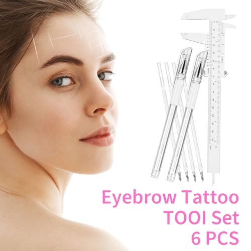 Eyebrow Microblading Marker Pen – 2 Pens with 4 Refills & Ruler for Brow Mapping, Tattoo & Lamination (White) - görsel 12