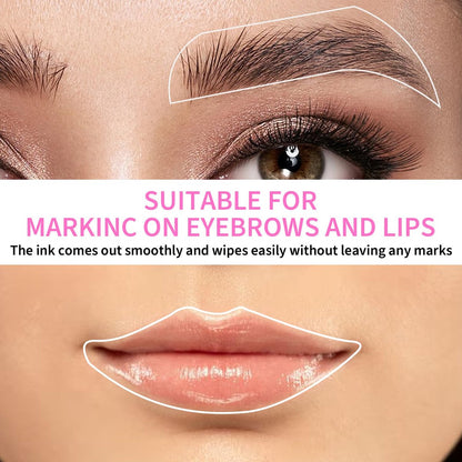 Eyebrow Microblading Marker Pen – 2 Pens with 4 Refills & Ruler for Brow Mapping, Tattoo & Lamination (White)