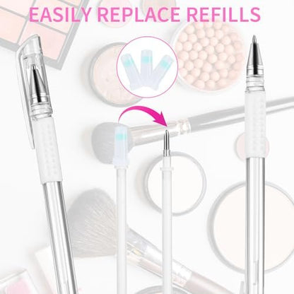 Eyebrow Microblading Marker Pen – 2 Pens with 4 Refills & Ruler for Brow Mapping, Tattoo & Lamination (White)
