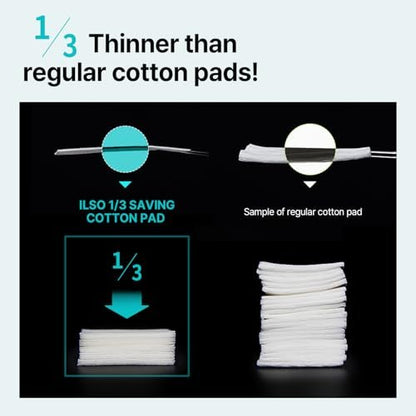 ILSO 1/3 Saving Cotton Pad – Thin Layer Perfect for DIY Toner Pads & Masks, 40 Sheets, Korean Skincare (50 x 70mm)