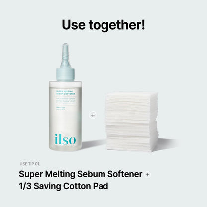 ILSO 1/3 Saving Cotton Pad – Thin Layer Perfect for DIY Toner Pads & Masks, 40 Sheets, Korean Skincare (50 x 70mm)