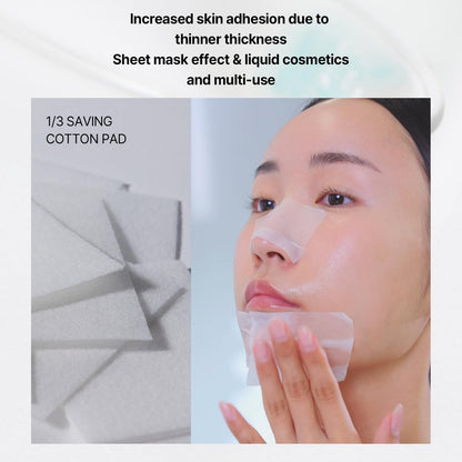 ILSO 1/3 Saving Cotton Pad – Thin Layer Perfect for DIY Toner Pads & Masks, 40 Sheets, Korean Skincare (50 x 70mm)