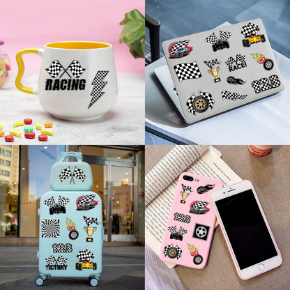 72-Piece Checkered Flag Party Set: 48 Temporary Tattoos & 24 Slap Bracelets – Racing-Themed Birthday Supplies, Baby Shower Gifts, Classroom Rewards & Party Decor