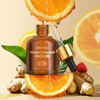 SHVYOG Vitamin C Turmeric Face Oil – Moisturizing, Firming Oil for Dry Skin, Wrinkles & Uneven Tone, 1 Fl Oz Avelisse