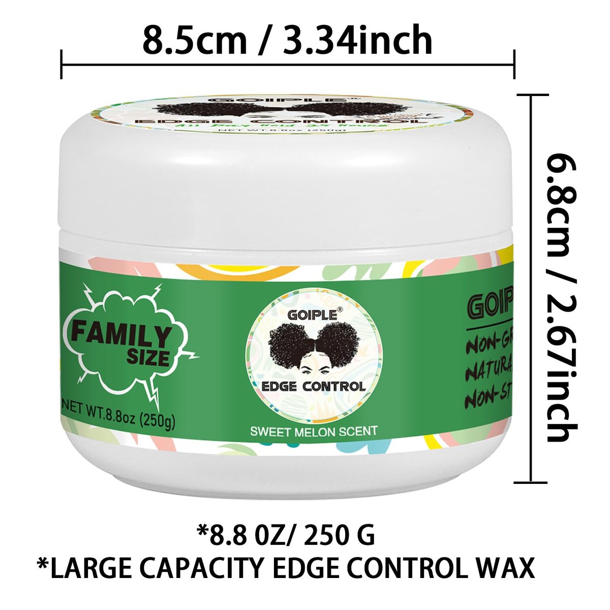 8.8 OZ Edge Control Wax for Women – Strong Hold, Non-Greasy Edge Smoother Styling Gel for Black Hair – No Flaking, White Residue, Shine and Smooth (Sweet Melon) - görsel 15