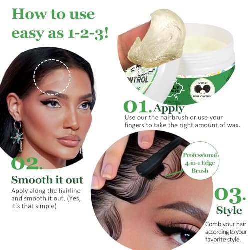 8.8 OZ Edge Control Wax for Women – Strong Hold, Non-Greasy Edge Smoother Styling Gel for Black Hair – No Flaking, White Residue, Shine and Smooth (Sweet Melon) - görsel 12