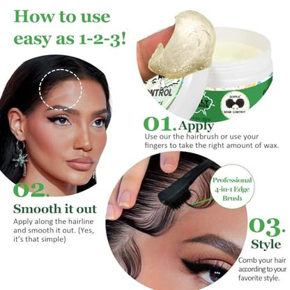 8.8 OZ Edge Control Wax for Women – Strong Hold, Non-Greasy Edge Smoother Styling Gel for Black Hair – No Flaking, White Residue, Shine and Smooth (Sweet Melon)