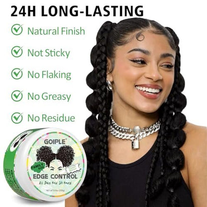 8.8 OZ Edge Control Wax for Women – Strong Hold, Non-Greasy Edge Smoother Styling Gel for Black Hair – No Flaking, White Residue, Shine and Smooth (Sweet Melon)