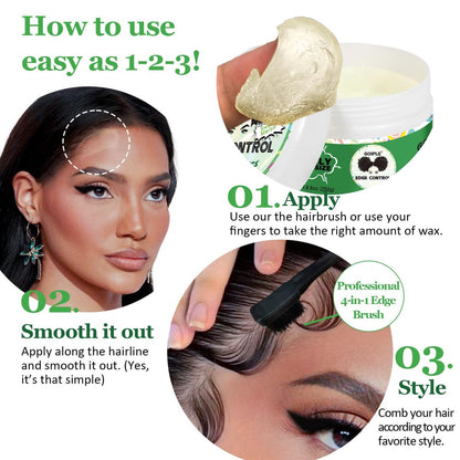 8.8 OZ Edge Control Wax for Women – Strong Hold, Non-Greasy Edge Smoother Styling Gel for Black Hair – No Flaking, White Residue, Shine and Smooth (Sweet Melon)