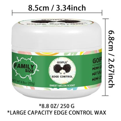 8.8 OZ Edge Control Wax for Women – Strong Hold, Non-Greasy Edge Smoother Styling Gel for Black Hair – No Flaking, White Residue, Shine and Smooth (Sweet Melon)