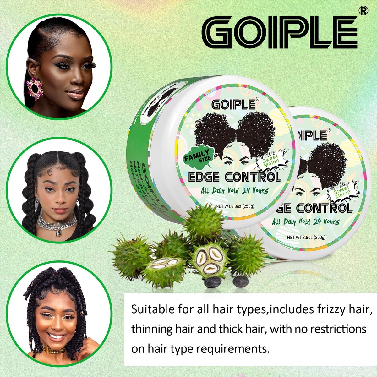 8.8 OZ Edge Control Wax for Women – Strong Hold, Non-Greasy Edge Smoother Styling Gel for Black Hair – No Flaking, White Residue, Shine and Smooth (Sweet Melon) - görsel 13