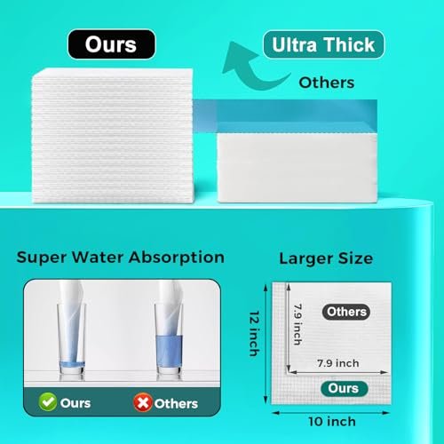ONLYCARE Disposable Face Towel - Biodegradable Cotton Facial Towels, Super Thick Soft Towelettes for Sensitive Skin, Makeup Remover Dry Wipes, 10x12 Inch, 50 Count (1 Pack) - görsel 8