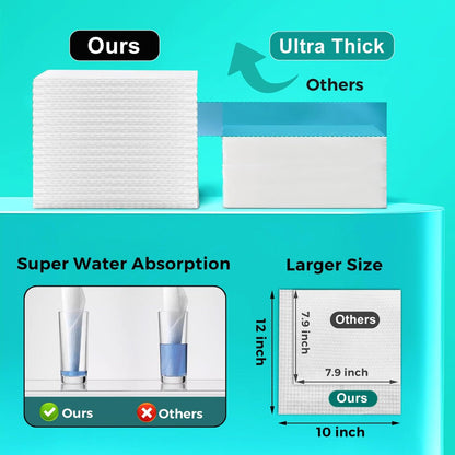 ONLYCARE Disposable Face Towel - Biodegradable Cotton Facial Towels, Super Thick Soft Towelettes for Sensitive Skin, Makeup Remover Dry Wipes, 10x12 Inch, 50 Count (1 Pack)