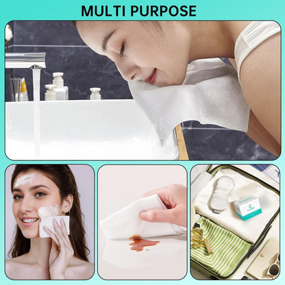 ONLYCARE Disposable Face Towel - Biodegradable Cotton Facial Towels, Super Thick Soft Towelettes for Sensitive Skin, Makeup Remover Dry Wipes, 10x12 Inch, 50 Count (1 Pack)