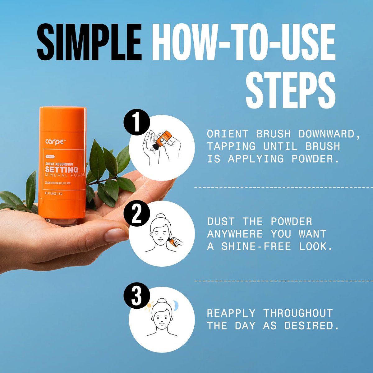 Carpe Sweat Absorbing Translucent Mineral Powder – Mess-Free Loose Powder for Oil & Sweat Control, Makeup Setting Powder for Oily Skin, Matte Finish, Gentle on Skin Avelisse