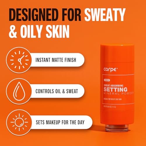 Carpe Sweat Absorbing Translucent Mineral Powder – Mess-Free Loose Powder for Oil & Sweat Control, Makeup Setting Powder for Oily Skin, Matte Finish, Gentle on Skin Avelisse