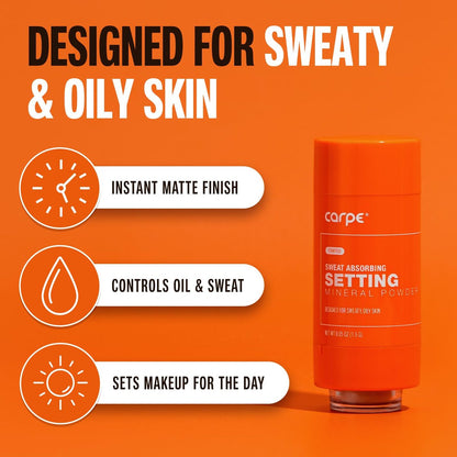 Carpe Sweat Absorbing Translucent Mineral Powder – Mess-Free Loose Powder for Oil & Sweat Control, Makeup Setting Powder for Oily Skin, Matte Finish, Gentle on Skin Avelisse