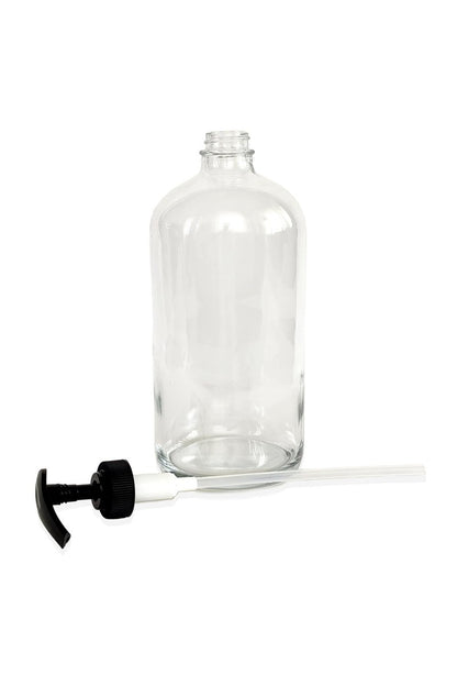 Vivaplex 32 oz Clear Glass Bottles with Black Lotion Pumps (2-Pack) - Large Empty Dispensers for Soap, Lotion, and More Avelisse