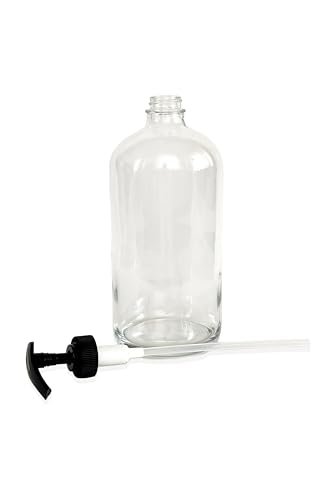Vivaplex 32 oz Clear Glass Bottles with Black Lotion Pumps (2-Pack) - Large Empty Dispensers for Soap, Lotion, and More Avelisse