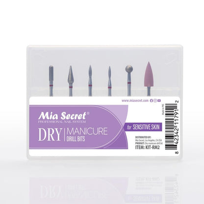 6-Piece Dry Manicure Drill Bits Set - Mia Secret Professional Nail Bits for Sensitive Skin, Made in USA Avelisse