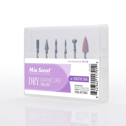 6-Piece Dry Manicure Drill Bits Set - Mia Secret Professional Nail Bits for Sensitive Skin, Made in USA Avelisse