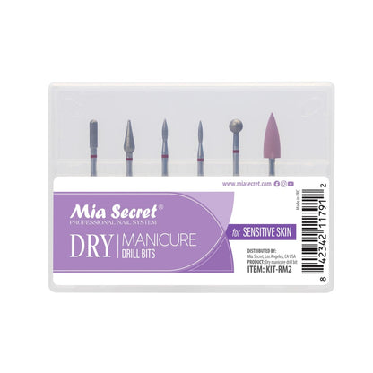 6-Piece Dry Manicure Drill Bits Set - Mia Secret Professional Nail Bits for Sensitive Skin, Made in USA Avelisse