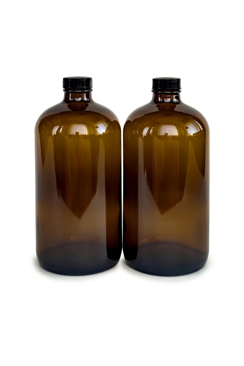 Vivaplex 32 oz Amber Glass Bottles with Lids (2-Pack) – Perfect for Skin Care Tools, Essential Oils & More Avelisse