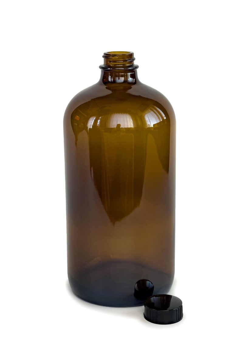Vivaplex 32 oz Amber Glass Bottles with Lids (2-Pack) – Perfect for Skin Care Tools, Essential Oils & More Avelisse