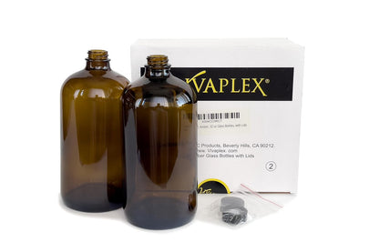 Vivaplex 32 oz Amber Glass Bottles with Lids (2-Pack) – Perfect for Skin Care Tools, Essential Oils & More Avelisse