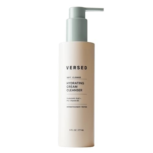 Versed Gentle Hydrating Facial Cleanser - Cream Face Cleanser with Hyaluronic Acid & Aloe Leaf Juice - Fragrance-Free for Dry Skin (6 fl oz / 177 mL) Avelisse
