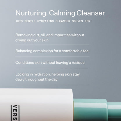 Versed Gentle Hydrating Facial Cleanser - Cream Face Cleanser with Hyaluronic Acid & Aloe Leaf Juice - Fragrance-Free for Dry Skin (6 fl oz / 177 mL) Avelisse