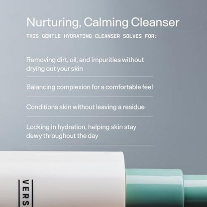 Versed Gentle Hydrating Facial Cleanser - Cream Face Cleanser with Hyaluronic Acid & Aloe Leaf Juice - Fragrance-Free for Dry Skin (6 fl oz / 177 mL) Avelisse