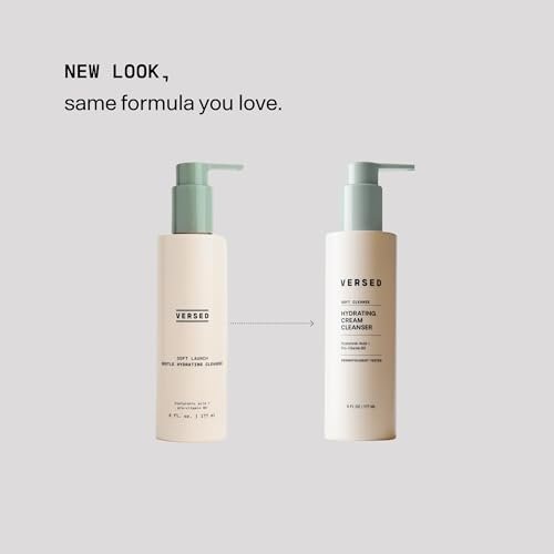 Versed Gentle Hydrating Facial Cleanser - Cream Face Cleanser with Hyaluronic Acid & Aloe Leaf Juice - Fragrance-Free for Dry Skin (6 fl oz / 177 mL) Avelisse