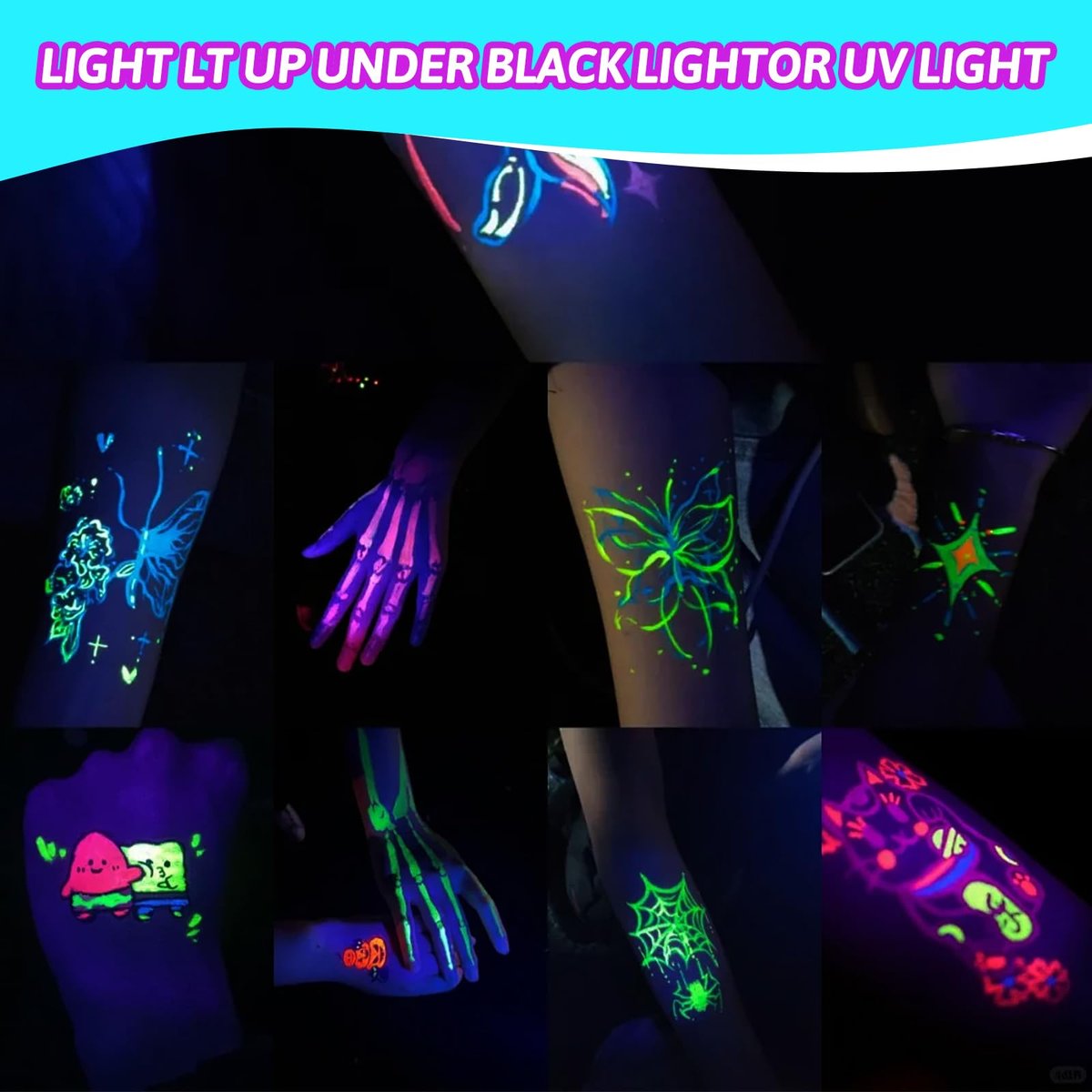 MeiduGaga Glow Face Body Paint - Neon Face Paint That Glows Under UV Black Light for Party Cosplay Halloween - görsel 9