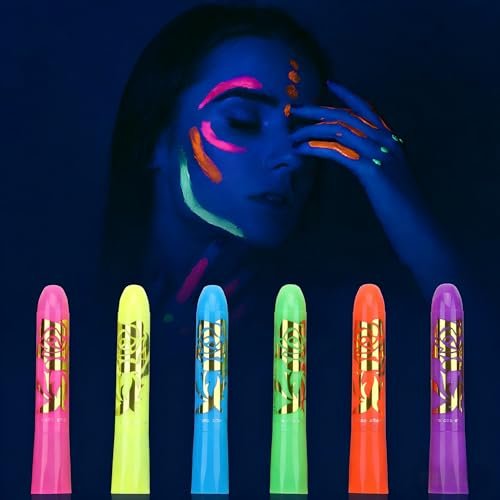 MeiduGaga Glow Face Body Paint - Neon Face Paint That Glows Under UV Black Light for Party Cosplay Halloween - görsel 2