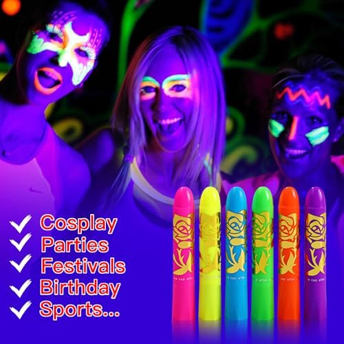 MeiduGaga Glow Face Body Paint - Neon Face Paint That Glows Under UV Black Light for Party Cosplay Halloween - görsel 14