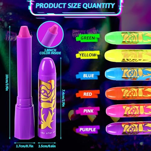 MeiduGaga Glow Face Body Paint - Neon Face Paint That Glows Under UV Black Light for Party Cosplay Halloween - görsel 4