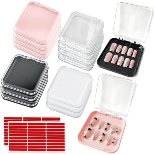 14 Pcs Press On Nail Packaging Boxes with 60 – Clear Acrylic Material: Made from durable, transparent acrylic, – Image 2