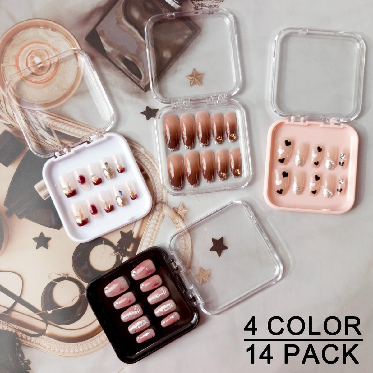 14 Pcs Press On Nail Packaging Boxes with 60 – Small Business Owners: Package your press-on nail products for sale – Image 9