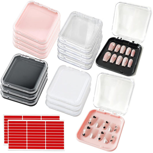 14 Pcs Press On Nail Packaging Boxes with 60 Adhesive Tapes – Storage Case for Fake Nails, Nail Display, Salon Supplies, Nail Art Business