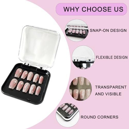 14 Pcs Press On Nail Packaging Boxes with 60 – Durable and Reusable: The acrylic boxes are built to last, allowing – Image 6