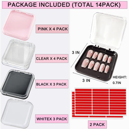 14 Pcs Press On Nail Packaging Boxes with 60 – Compact Size: Each box is 3 x 3 x 0.7 inches – perfect for storing – Image 3