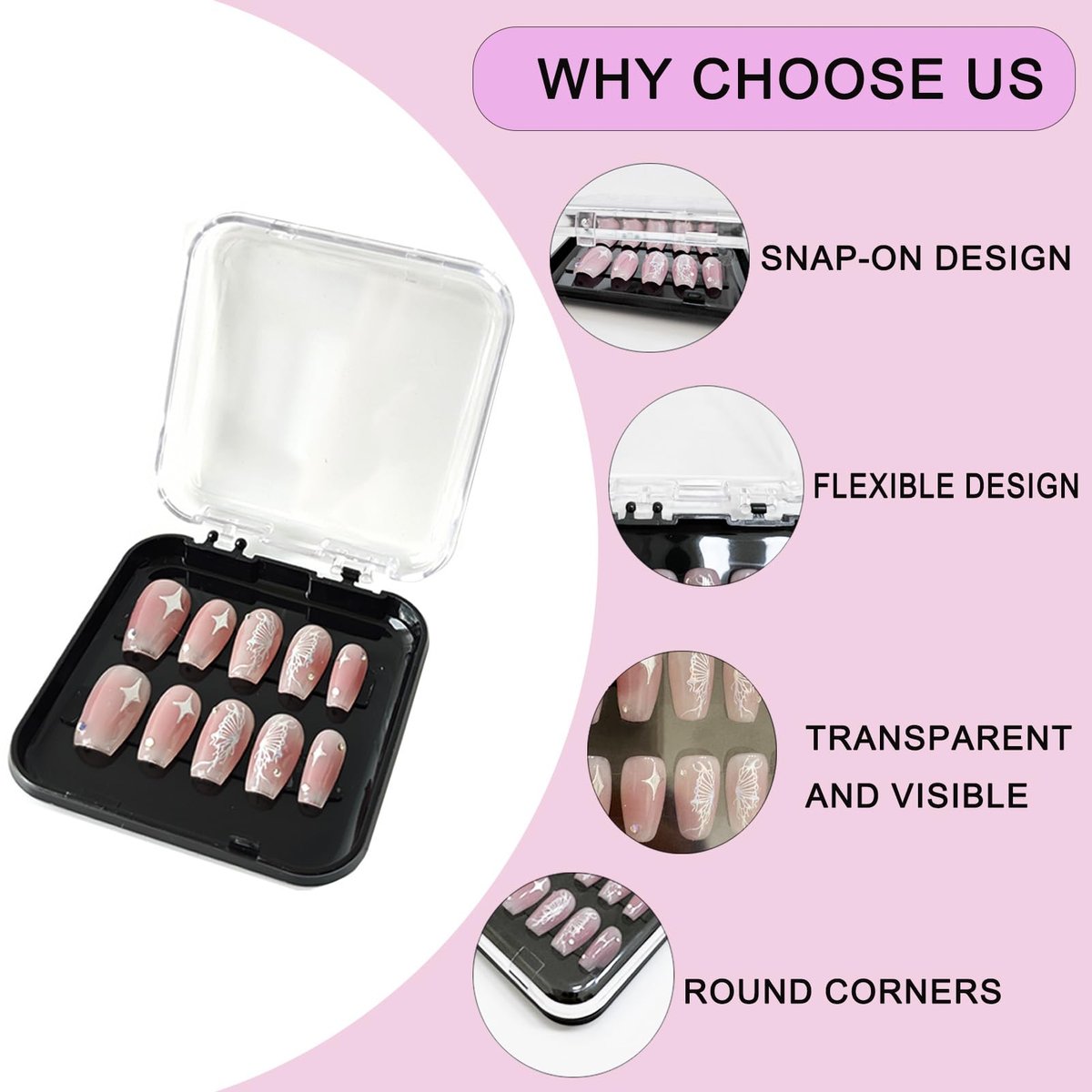 14 Pcs Press On Nail Packaging Boxes with 60 – Versatile Use: Ideal for nail artists, salon professionals, small – Image 5