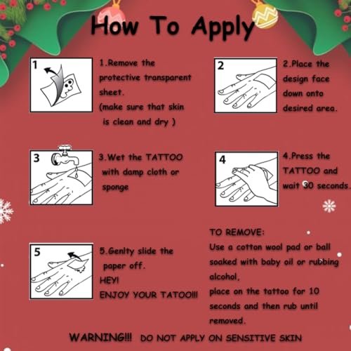 CHARLENT Christmas Temporary Tattoos for Kids - 74 Individual Sheets for Xmas Party Favors, Stocking Stuffers, and Holiday Fun - görsel 12