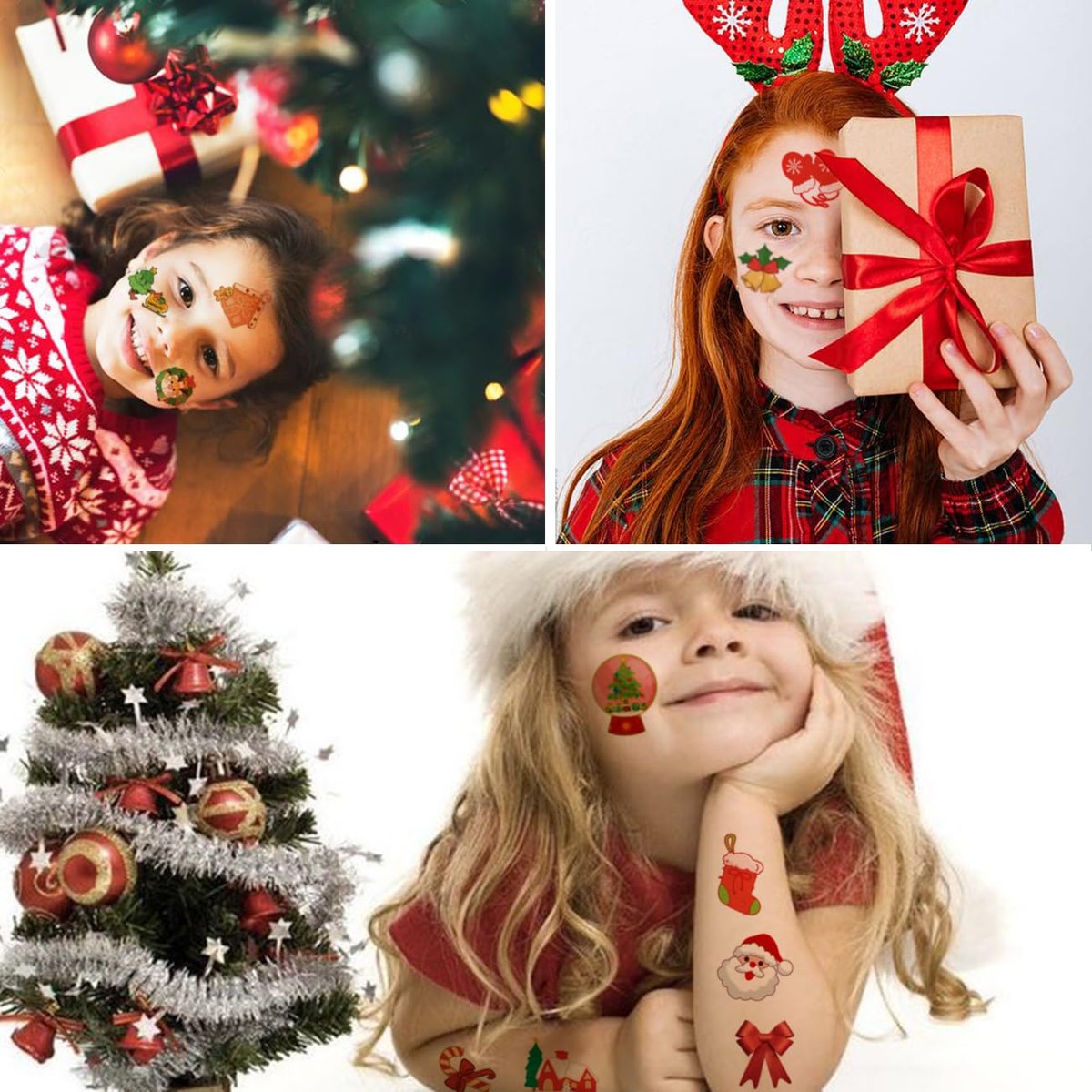 CHARLENT Christmas Temporary Tattoos for Kids - 74 Individual Sheets for Xmas Party Favors, Stocking Stuffers, and Holiday Fun - görsel 9