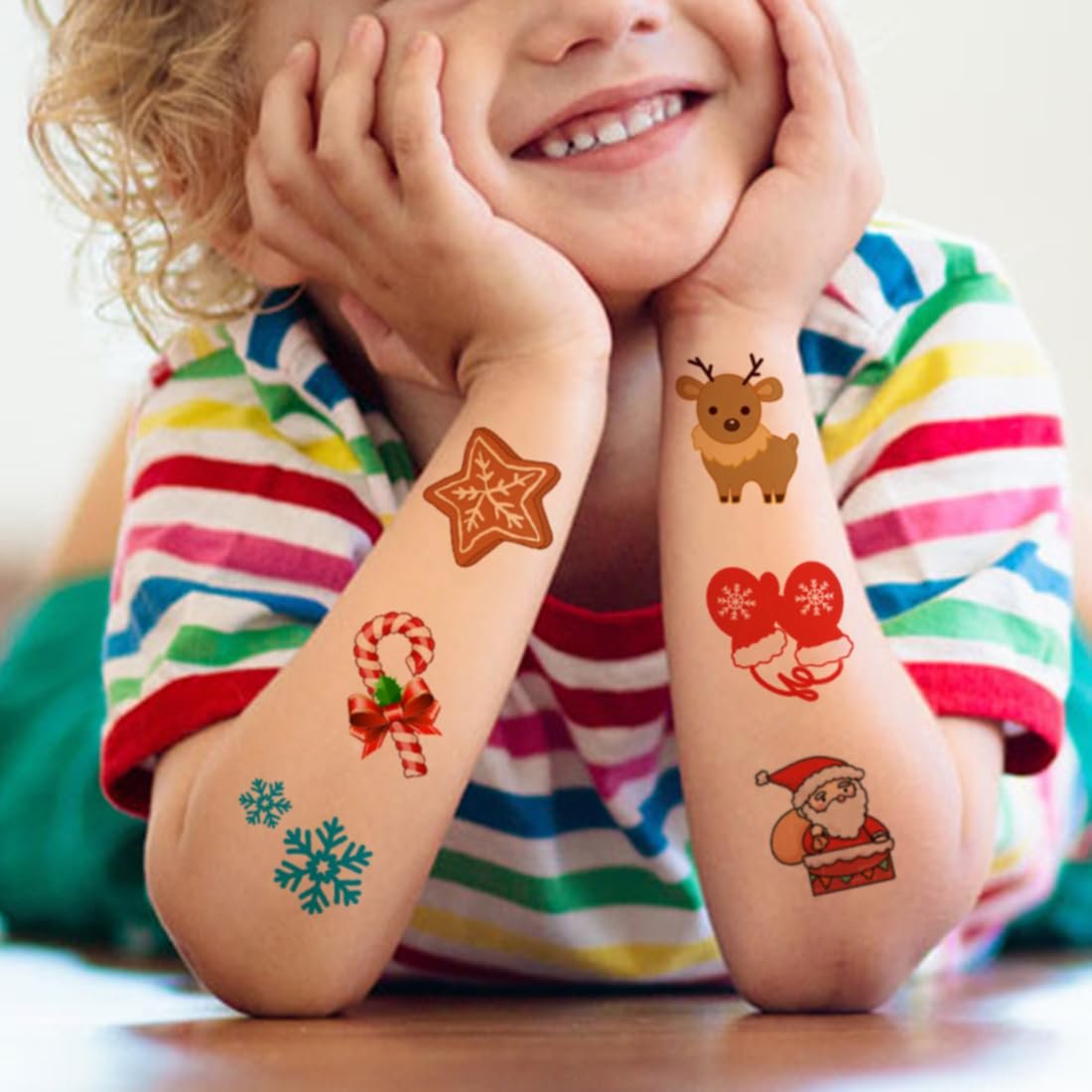 CHARLENT Christmas Temporary Tattoos for Kids - 74 Individual Sheets for Xmas Party Favors, Stocking Stuffers, and Holiday Fun - görsel 5